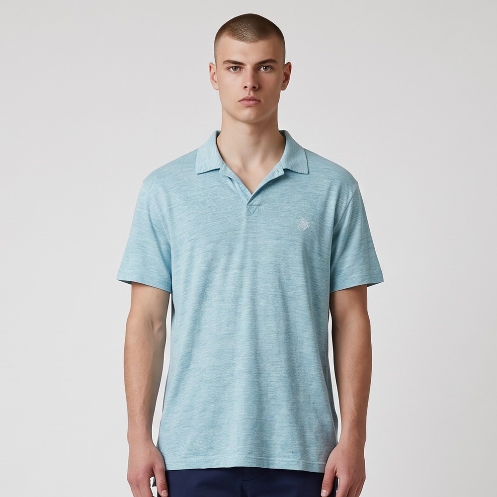Vilebrequin Pyramid Linen Polo Shirt XXL Men Turquoise Aqua Blue Jonny Collar